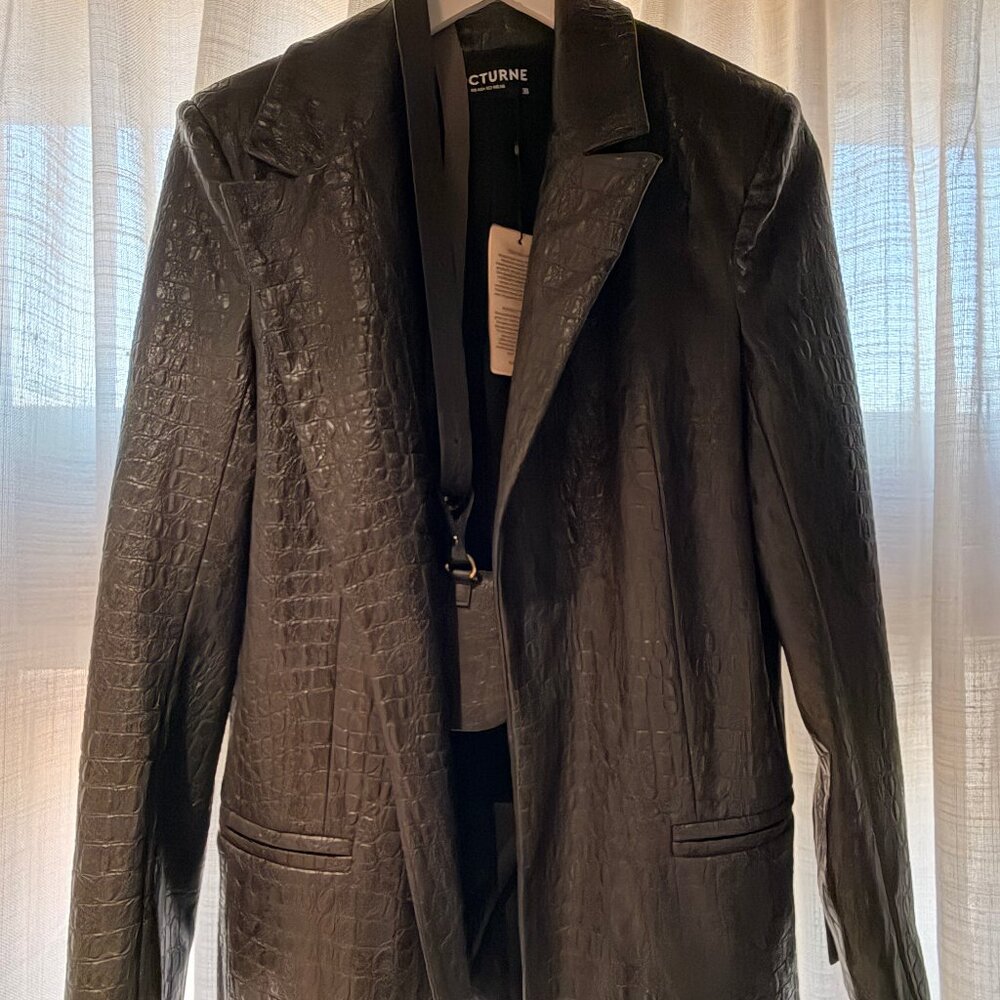 Nocturne Faux Leather Black Blazer/Jacket w Belt